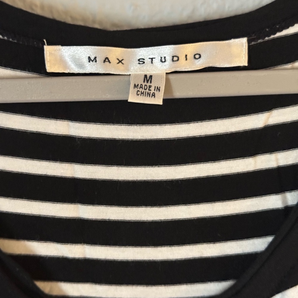 Max Studio Black and White Striped Midi Dress GUC Sz M - Picture 6 of 6